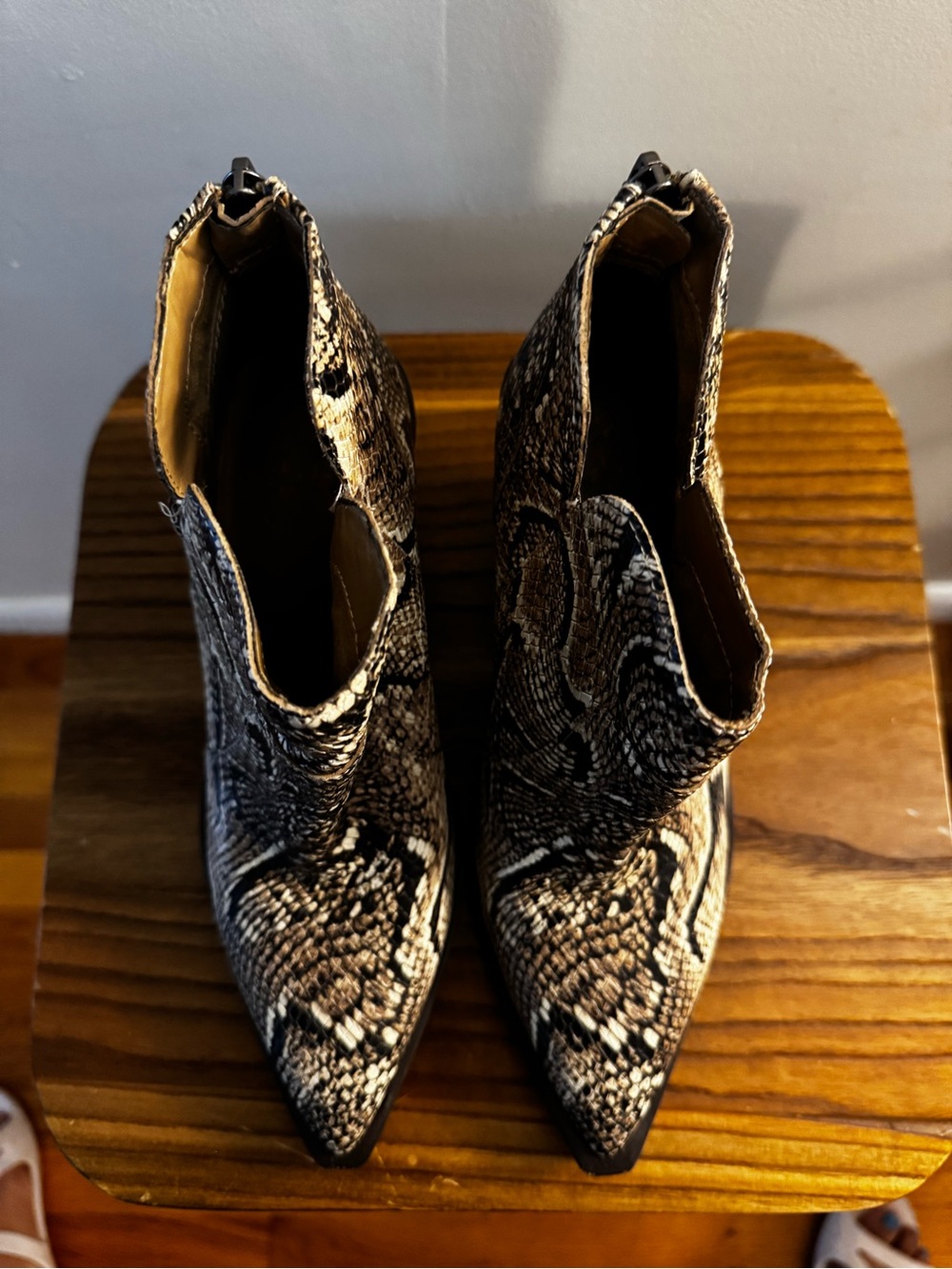 Vince Camuto Snake Print Wedge Booties - Black & Brown - Picture 3 of 4